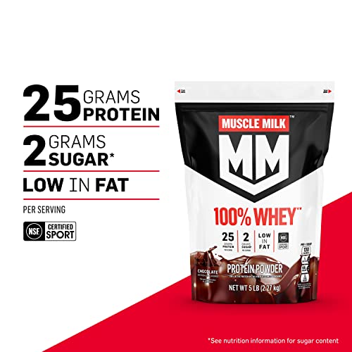 Muscle Milk 100% Whey Protein Powder, Chocolate, 5 Pound, 66 Servings, 25g Protein Muscle Milk