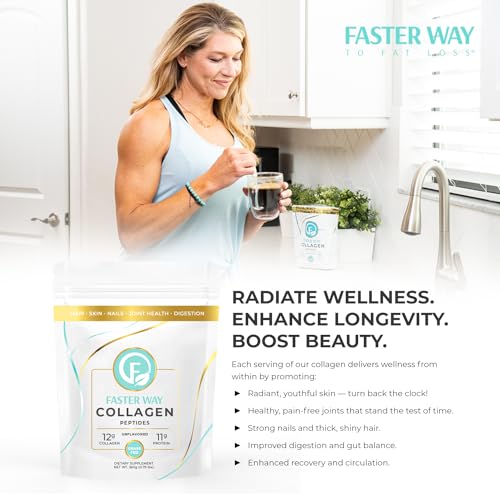 FASTer Way to Fat Loss, Unflavored, 360g Grass-Fed Beef Collagen Peptides for Skin FASTer Way to Fat Loss