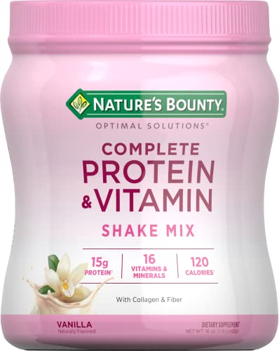 Nature's Bounty Complete Protein & Vitamin Shake Mix with Collagen & Fiber, Contains Vitamin C