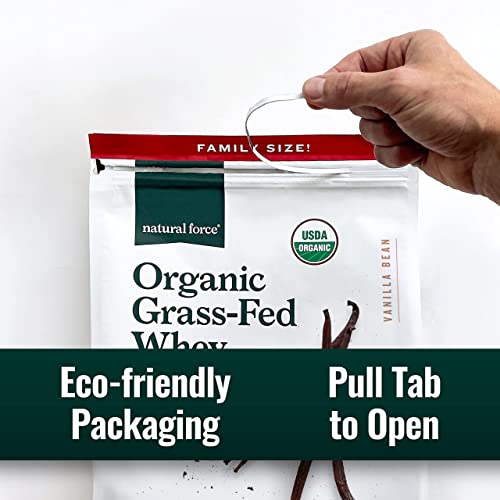 Natural Force Grass Fed Organic Whey Protein Powder – Non GMO Verified, Humane Natural Force