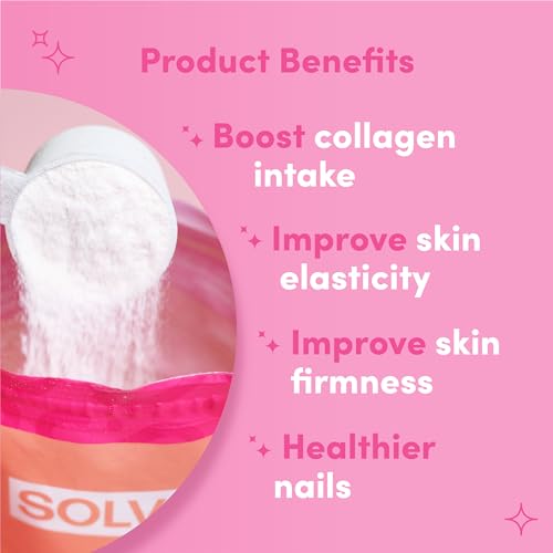 SOLV Premium 5000mg Pure (Type 1) Marine Collagen Peptides 50mg Hyaluronic Acid, Vit C, Biotin, Vitamin A SOLV