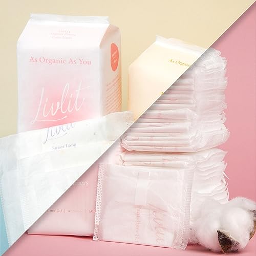 Livlit Ultra Thin Panty Liners Sanitary Pads, 100% Certified Organic Cotton from Texas, Light Absorbency LIVLIT