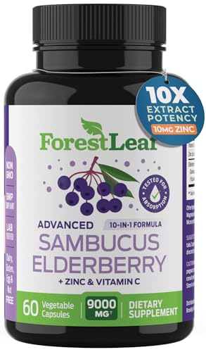 ForestLeaf Sambucus Elderberry with Vitamin C and Zinc - 9000mg Ult