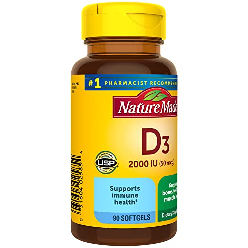 Nature Made Vitamin D3 2000 IU (50 mcg), Dietary Supplement for Bone, Teeth, Muscle Nature Made