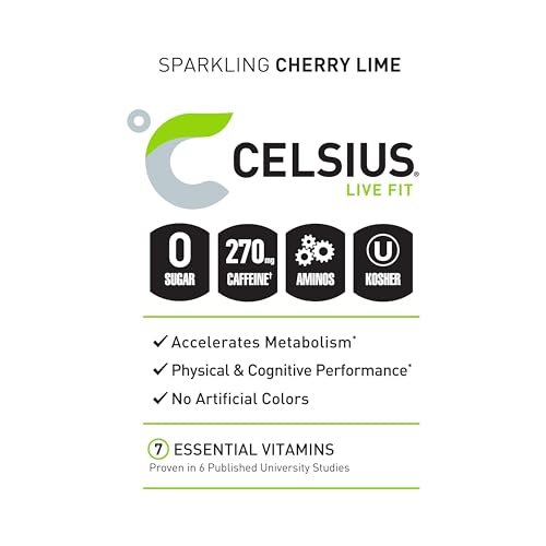 CELSIUS ESSENTIALS, Sparkling Cherry Limeade, Performance Energy Drink 16 Fl Oz CELSIUS