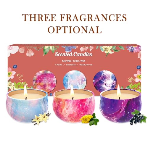 Scented Candles Gift Set, 3 Pack Soy Candles Gift Set Candles for Home Scented, Gifts for Women Men Weimingte