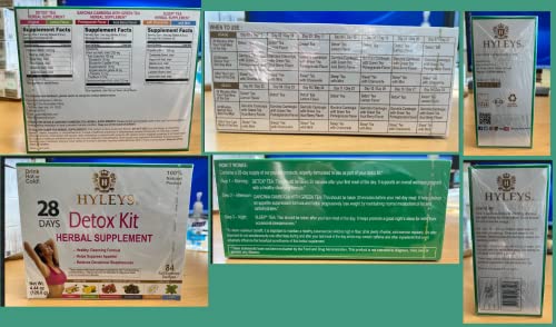 Hyleys Detox Tea for Cleanse and Weight Loss - 28 Day Kit - 84 Tea Bags (9 Pack) HYLEYS