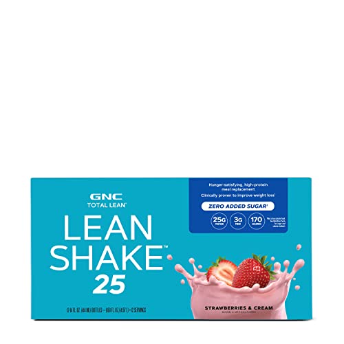 GNC Total Lean Lean Shake 25 - Strawberries and Cream - 12 Bottles GNC