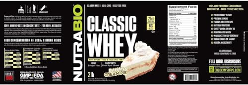 NutraBio Classic Whey Protein Powder- 25G Protein Per Scoop - Full-Spectrum Amino NutraBio