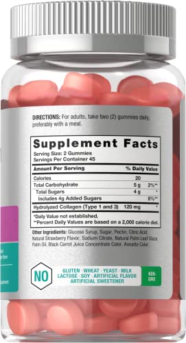 Hydrolyzed Collagen Gummies | 90 Count | Strawberry Flavored Gummy Supplement Horbäach