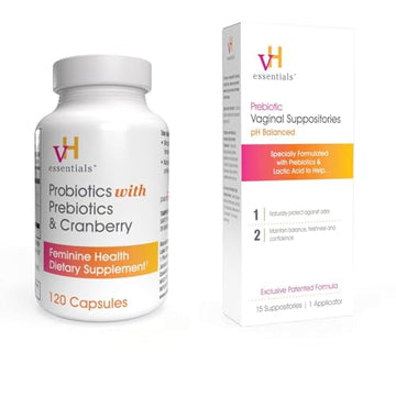 vH essentials Probiotics with Prebiotics and Cranberry Feminine Health Supplement - 120 Capsules
