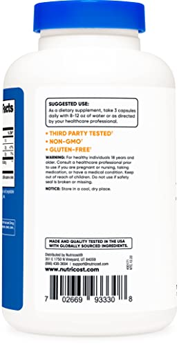 Nutricost Glucomannan 1,800mg Per Serving, 180 Capsules - Natural Fiber Source Nutricost