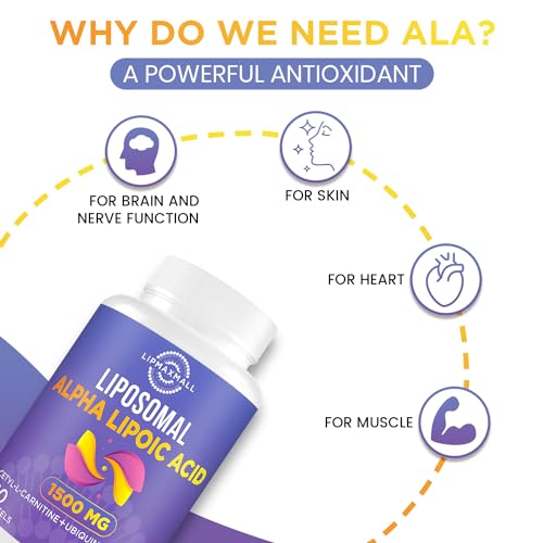 Liposomal Alpha Lipoic Acid 1500mg - with Acetyl-L-Carnitine 900mg & Ubiquinol 100mg lipmaxmall