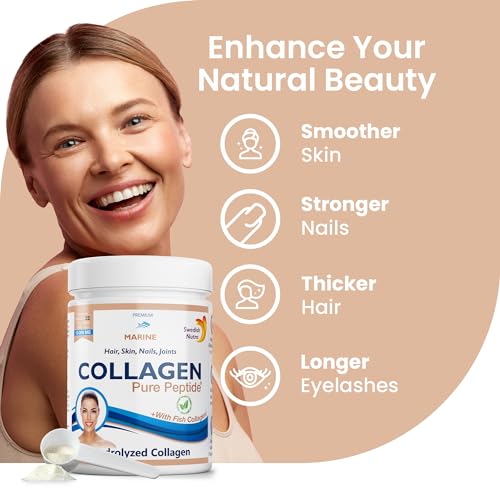 Swedish Nutra Powder Marine Collagen - Pack of 300g, 30 Day Supply | Minimize Fine Lines, Wrinkles & Improve Skin Elasticity | High Absorption Rate Swedish Nutra