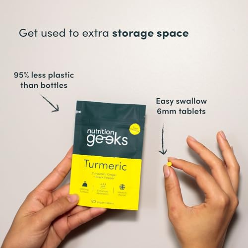 Nutrition Geeks Turmeric Tablets 2000 mg with Black Pepper & Ginger, High Strength Nutrition Geeks