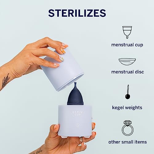 Pixie Menstrual Cup & Disc Steamer Sterilizer 2.0 - Kills 99.9% of Germs with Cleaner Steam Pixie Cup