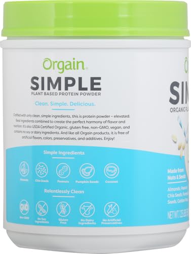 Orgain Organic Simple Vegan Protein Powder, Vanilla - 20g Plant Based Protein Orgain