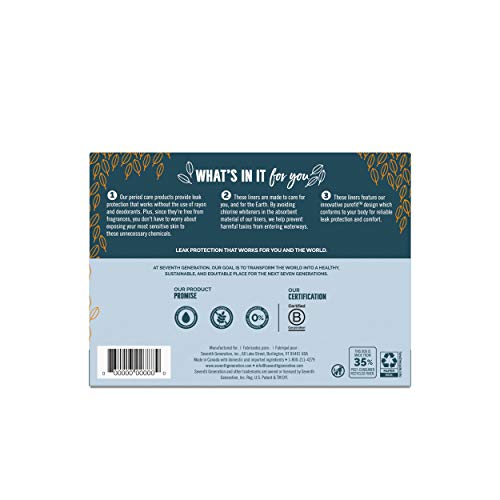Seventh Generation Pantiliner Pads, Free & Clear, 50 Count Seventh Generation
