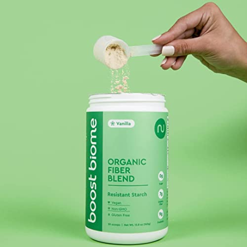 Boost Biome Fiber Supplement Organic Super Greens Powder – Supports Bloating Relief Boost Biome