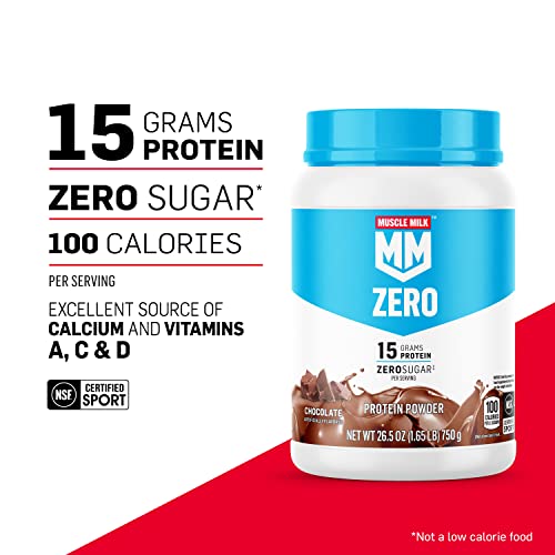 Muscle Milk ZERO, 100 Calorie Protein Powder, Chocolate, 15g Protein, 1.65 Pound Muscle Milk