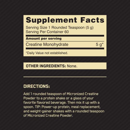 Optimum Nutrition Micronized Creatine Monohydrate Powder, Unflavored, Keto Friendly Optimum Nutrition