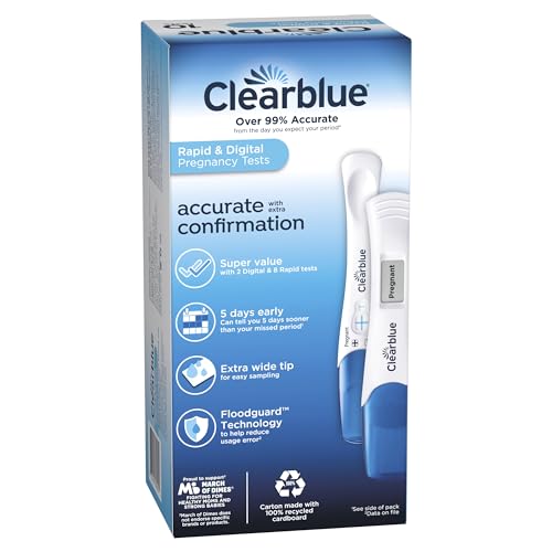 Clearblue Pregnancy Test Combo Pack, 10ct - Digital with Smart Countdown & Rapid Clearblue
