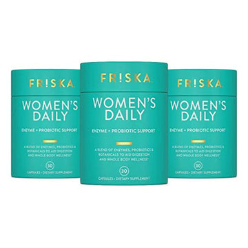 FRISKA Women’s Daily Digestive Enzyme and Probiotics Supplement, Advanced 