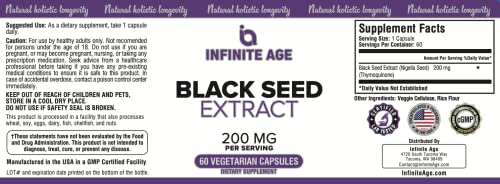 INFINITE AGE Dry Organic Black Seed Oil Extract Capsules - Nigella Sativa Seed Extract INFINITE AGE