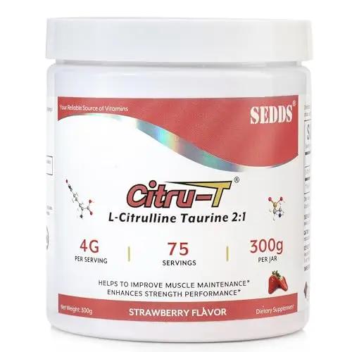 SEDDS Strawberry-Flavored L-Citrulline Taurine 2:1, L Citrulline Powder, Unflavored Vegan