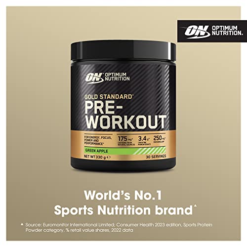 Optimum Nutrition Gold Standard Pre Workout Green Apple Flavoured Powder, 330g Optimum Nutrition