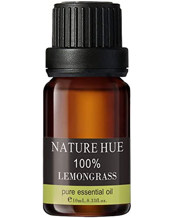 NATURE HUE Lemongrass Essential Oil - 10 mL (1/3 oz) - Pure, Natural, Therapeutic Grade