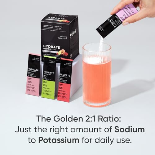 Sports Research Hydrate Electrolytes Powder Packets - Sugar-Free & Naturally Flavored Sports Research