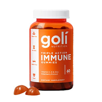 Goli Immune Vitamin Gummy - 60 Count - Elderberry, Vitamin C, D & Zinc, Vegan, Non-GMO