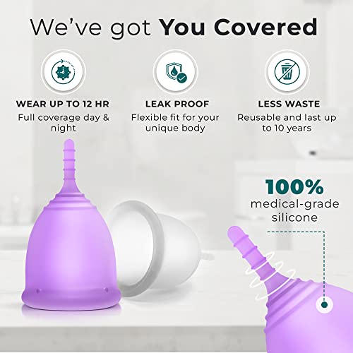 CareCup Menstrual Cups - Set of 2 Reusable Period Cups - Premium Design with Soft, Flexible Carecup