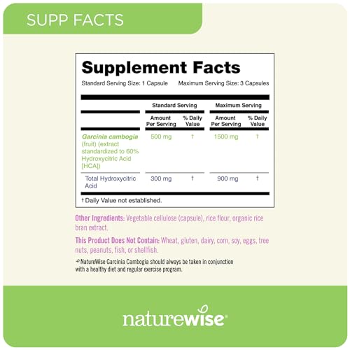 Naturewise Garcinia Cambogia with Pure Garcinia Cambogia Extract, 60% HCA Concentrati NatureWise