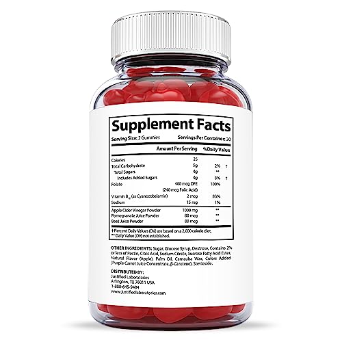 Justified Laboratories Luxe Keto ACV Gummies 1000MG with Pomegranate Juice Beet Root Justified Laboratories
