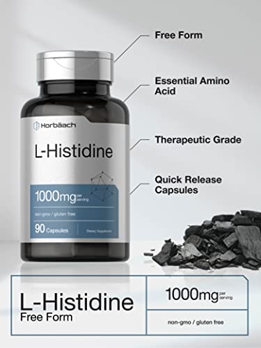 Horbaach L-Histidine 1000mg 90 Capsules | Non-GMO and Gluten Free | Pharmaceutical Horbäach
