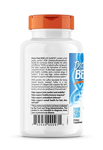 Doctor's Best MSM with OptiMSM, Non-GMO, Gluten Free, Joint Support, 1500 mg Doctor's BEST