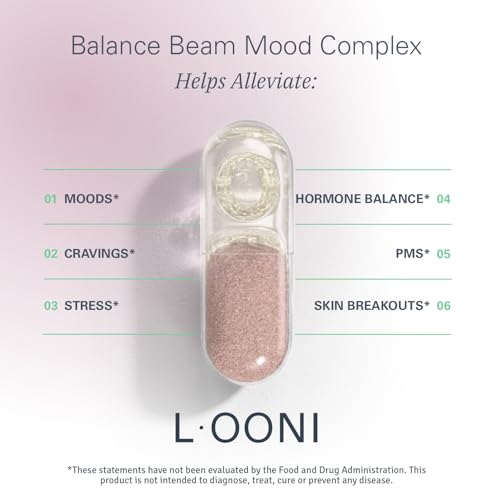 LOONI Balance Beam Mood Complex Supplement | PMS Relief with Ashwagandha, Vitamin B12 L·OONI
