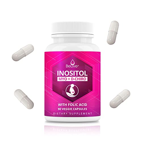 BeLive Myo-Inositol & D-Chiro Inositol Capsules - 90Ct I Inositol Supplement with Folic BeLive