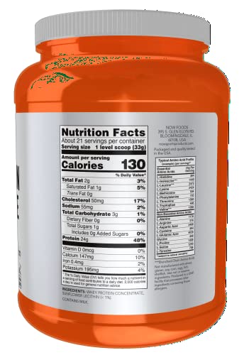 NOW Sports Nutrition, Whey Protein Concentrate, 24 g With BCAAs, Unflavored Powder NOW