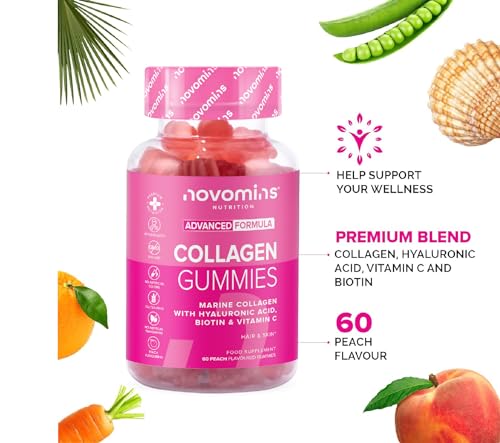 Novomins Collagen Gummies - Marine Collagen Gummies - Superior Type 1 Hydrolysed Collagen novomins