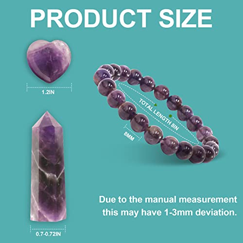 Goplemo Crystals and Healing Stones Gift Set, Amethyst Healing Crystals Set for Reiki Meditation Goplemo