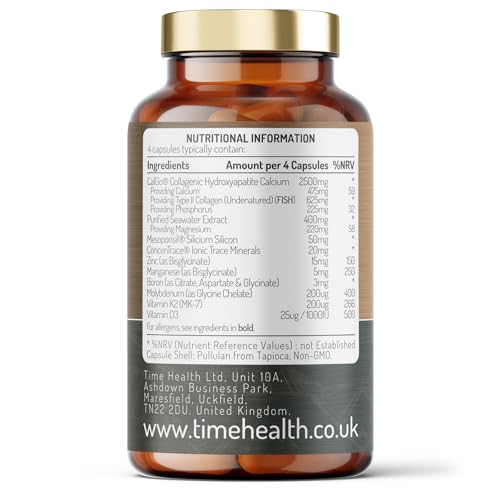 Bone Regen® – Osteo Support – Bone Strength, Density & Fracture Repair – with Calcium, Magnesium, Vitamin D3, K2, Zinc & Collagen Time Health