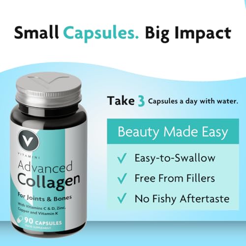 Premium Advanced Collagen Complex for Joint and Bone Health – High Strength Marine Collagen with Vitamin D3 V Vitamini