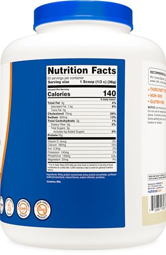 Nutricost Whey Protein Supplement Powder, Vanilla, 5 pounds Nutricost