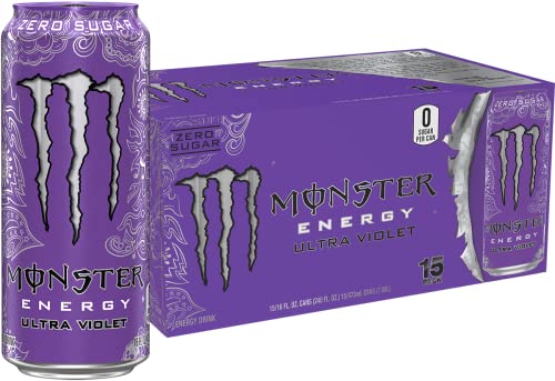 Monster Energy Ultra Violet, Sugar Free Energy Drink, 16 Ounce (Pack of 15) Monster Energy