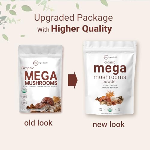 Sustainably US Grown, Organic Mega Mushroom 10 in 1 Complex Formula Powder Micro Ingredients