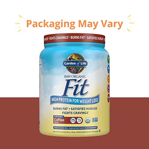 Garden of Life Raw Organic Fit Vegan Protein Powder Coffee, 28g Plant Based Protein Garden of Life