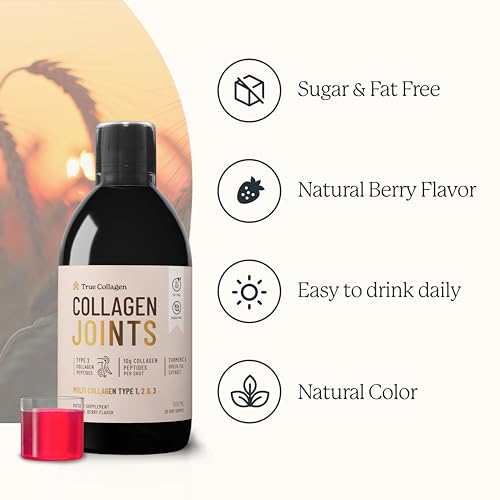 True Collagen Joint Peptides - Pack of 500ml, Berry Flavour | Dietary Supplements with Turmeric & Green Tea Extract True Collagen